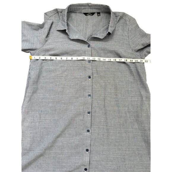 Mlle Gabrielle Womens Shirt Dress Blue Striped Button-Up Lagenlook Size L - Picture 5 of 7